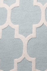 IMPERIAL KNOTS BLUE IVORY MOROCCAN MODERN HAND TUFTED CARPET 5X8 FEET