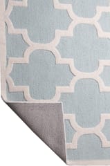 IMPERIAL KNOTS BLUE IVORY MOROCCAN MODERN HAND TUFTED CARPET 5X8 FEET