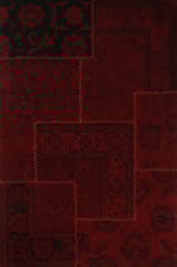 IMPERIAL KNOTS RED OVER DYED PATCHWORK HAND TUFTED CARPET 5X8 FEET