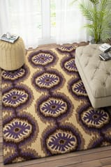 IMPERIAL KNOTS BEIGE IKAT HAND TUFTED CARPET 5X8 FEET