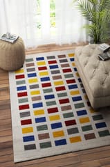 IMPERIAL KNOTS IVORY MULTICOLOR GABBEH HAND TUFTED CARPET 5.4X7.6 FEET
