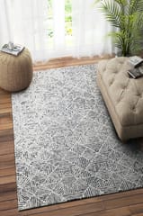 IMPERIAL KNOTS IVORY GREY GEOMETRIC HAND TUFTED CARPET 5.4X7.6 FEET