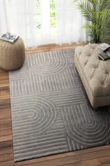 IMPERIAL KNOTS GREY GEOMETRIC HAND TUFTED CARPET 4X6 FEET