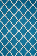 IMPERIAL KNOTS TEAL IVORY MOROCCAN HAND TUFTED CARPET 4X6 FEET
