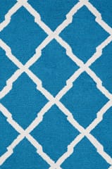 IMPERIAL KNOTS TEAL IVORY MOROCCAN HAND TUFTED CARPET 4X6 FEET