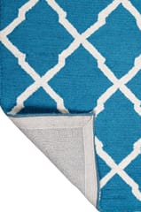IMPERIAL KNOTS TEAL IVORY MOROCCAN HAND TUFTED CARPET 4X6 FEET
