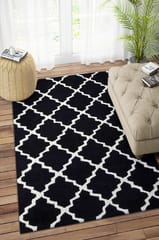 IMPERIAL KNOTS BLACK AND WHITE MOROCCAN HAND TUFTED CARPET 4X6 FEET