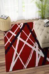 IMPERIAL KNOTS RED GEOMETRIC HAND TUFTED CARPET 4X6 FEET