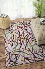 IMPERIAL KNOTS MULTICOLOR GEOMETRIC HAND TUFTED CARPET 4X6 FEET