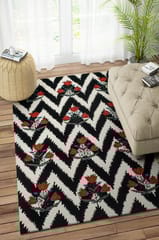 IMPERIAL KNOTS BLACK CHEVRON HAND TUFTED CARPET 4X6 FEET