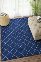 IMPERIAL KNOTS BLUE AND IVORY GEOMETRIC HAND TUFTED CARPET 4X6 FEET