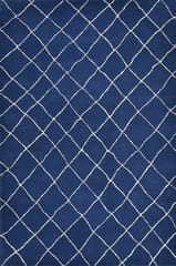IMPERIAL KNOTS BLUE AND IVORY GEOMETRIC HAND TUFTED CARPET 4X6 FEET