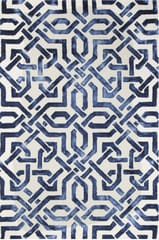 IMPERIAL KNOTS BLUE DIP DYED HAND TRELLIS TUFTED CARPET 4.6X7.6 FEET