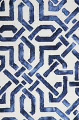 IMPERIAL KNOTS BLUE DIP DYED HAND TRELLIS TUFTED CARPET 4.6X7.6 FEET
