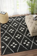 IMPERIAL KNOTS CHARCOAL WHITE TRIBAL HAND TUFTED CARPET 3X5 FEET
