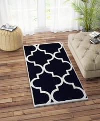 IMPERIAL KNOTS NAVY BLUE AND WHITE MOROCCAN HAND TUFTED CARPET 3X5 FEET