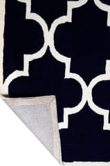 IMPERIAL KNOTS NAVY BLUE AND WHITE MOROCCAN HAND TUFTED CARPET 3X5 FEET