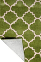 IMPERIAL KNOTS GREEN IVORY MOROCCAN MODERN HAND TUFTED CARPET 2.6X6 FEET