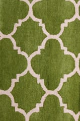 IMPERIAL KNOTS GREEN IVORY MOROCCAN MODERN HAND TUFTED CARPET 2.6X6 FEET