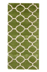IMPERIAL KNOTS GREEN IVORY MOROCCAN MODERN HAND TUFTED CARPET 2.6X6 FEET