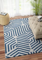 IMPERIAL KNOTS BLUE IVORY BESPOKE HAND TUFTED CARPET 2.6X6 FEET