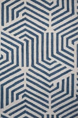 IMPERIAL KNOTS BLUE IVORY BESPOKE HAND TUFTED CARPET 2.6X6 FEET