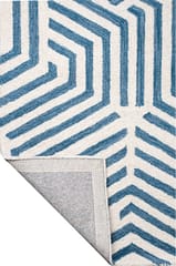 IMPERIAL KNOTS BLUE IVORY BESPOKE HAND TUFTED CARPET 2.6X6 FEET
