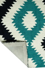 IMPERIAL KNOTS BLUE AZTEC HAND TUFTED CARPET 2.6X6 FEET