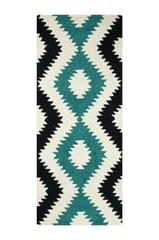 IMPERIAL KNOTS BLUE AZTEC HAND TUFTED CARPET 2.6X6 FEET
