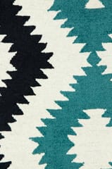 IMPERIAL KNOTS BLUE AZTEC HAND TUFTED CARPET 2.6X6 FEET