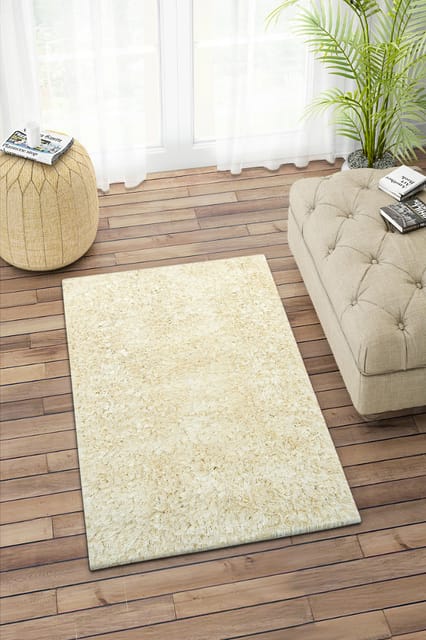 IMPERIAL KNOTS IVORY SHAGGY HAND MADE CARPET 2X3 FEET
