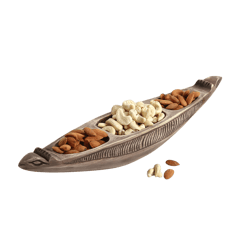 Aravali - Boat Shaped Wooden Tray with Intricate Hand Carving