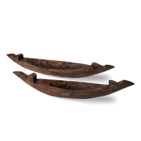 Aravali - Wooden Intricately Handcarved Boat Shaped Serving Tray