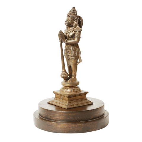Aravali - Hand Carved Bronze: Southern Style Hanuman ji Idol - 2