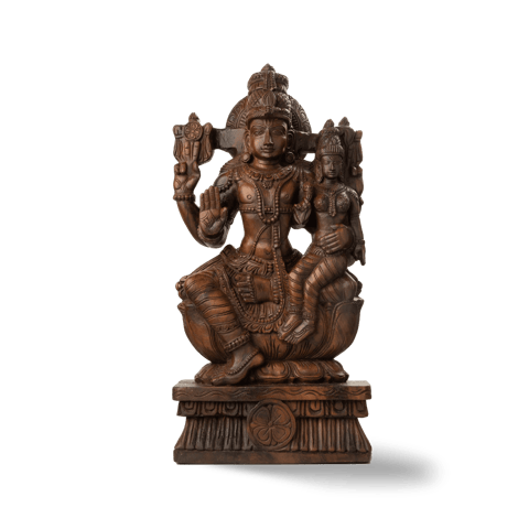 Aravali - Hand Carved Wooden - Lakshmi Narayan Idol