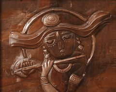 Aravali - Handbeaten Copper and Lac Kanha Wall Decor Piece