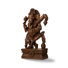 Aravali - Hand Carved Wooden Dancing Ganesha Idol