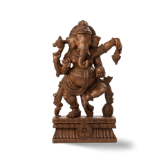 Aravali - Hand Carved Wooden Dancing Ganesha Idol