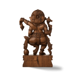Aravali - Hand Carved Wooden Dancing Ganesha Idol