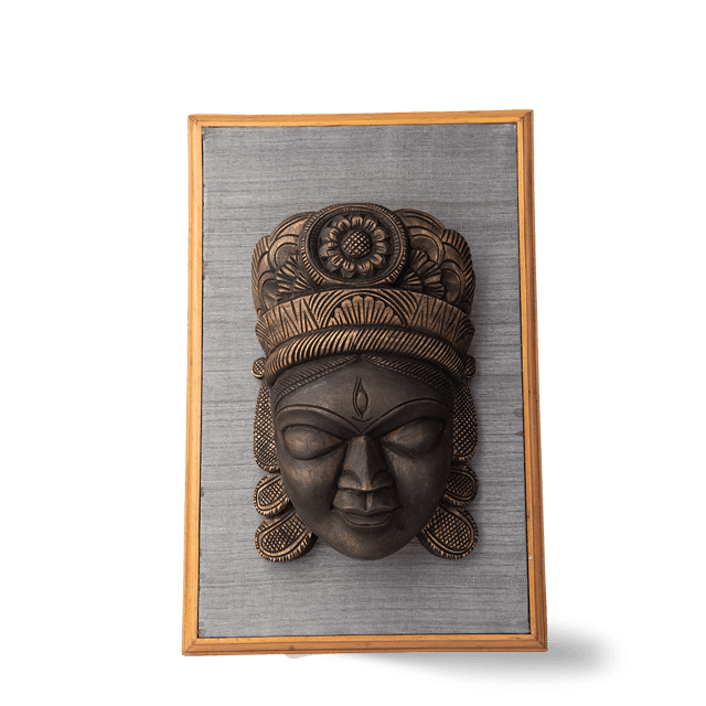 Aravali - Wooden Durga Face Mask - Wall Decor
