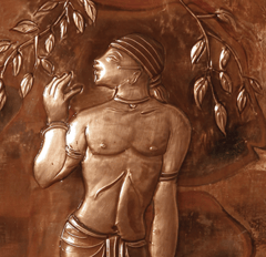 Aravali - Copper Hand Carved Wall Decor Piece Depicting Farm Life - 1