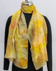 Kokikar - Yellow Haldi Silk Scarf 100% Pure Silk | Sustainable Clothing | All Season Scarf for Women and Girls | Skin Safe Clothing | Plant Dyed Premium Quality | No chemical Eco-printed| Hand Made Craft | Made in India