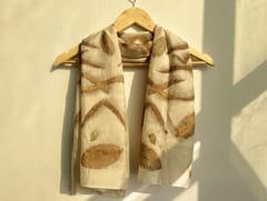 Kokikar - Classic White Pure Silk Scarf| 100% Pure Silk | Sustainable Clothing | All Season Scarf for Women and Girls | Skin Safe Clothing | Plant Dyed Premium Quality | No chemical Eco-printed| Hand Made Craft | Made in India
