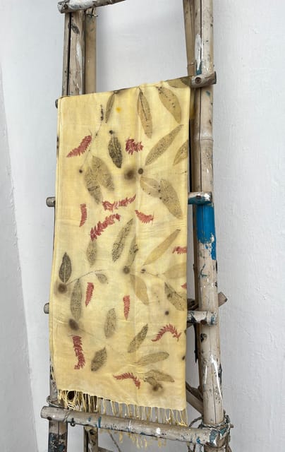 Kokikar - Herbal Cotton Silk Scarf| 100% Pure Silk | Sustainable Clothing | All Season Scarf for Women and Girls | Skin Safe Clothing | Plant Dyed Premium Quality | No chemical Eco-printed| Hand Made Craft | Made in India