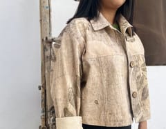 Kokikar - Classic Ecoprinted Oversized Crop Jacket