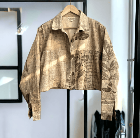 Kokikar - Classic Ecoprinted Oversized Crop Jacket