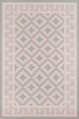 IMPERIAL KNOTS GREY AND PINK KILIM HAND WOVEN DHURRIE 5X8 FEET