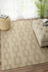 IMPERIAL KNOTS BEIGE AND GREY GEOMETRIC HAND WOVEN DHURRIE 5X8 FEET