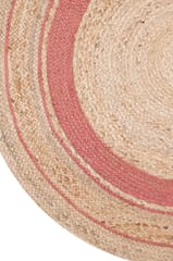 IMPERIAL KNOTS PINK AND NATURAL ROUND JUTE HAND WOVEN DHURRIE 5X5 FEET