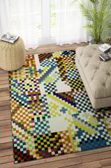 IMPERIAL KNOTS MULTICOLOR PIXEL KILIM HAND WOVEN DHURRIE 5.10X7.10 FEET